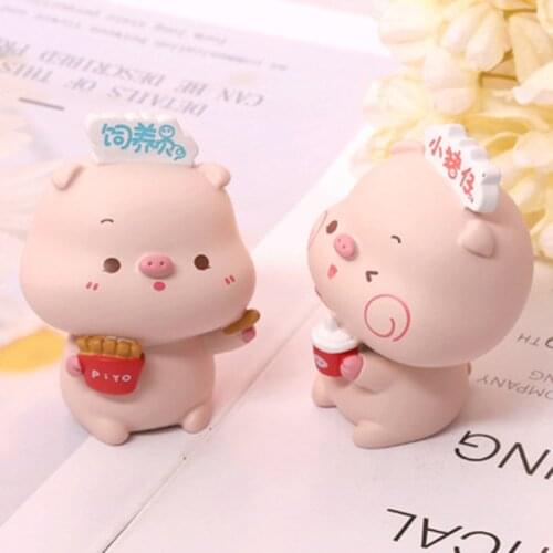 ZOCDOU 1 Piece Cartoon Cute Pig Small Statue Little Figurine Crafts Figure Ornament Miniatures