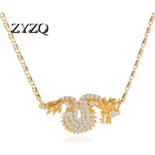 ZYZQ New Ethnic Wind Dragon Necklace Brass Exquisite Vintage Pendant Zodiac Dragon Accessories