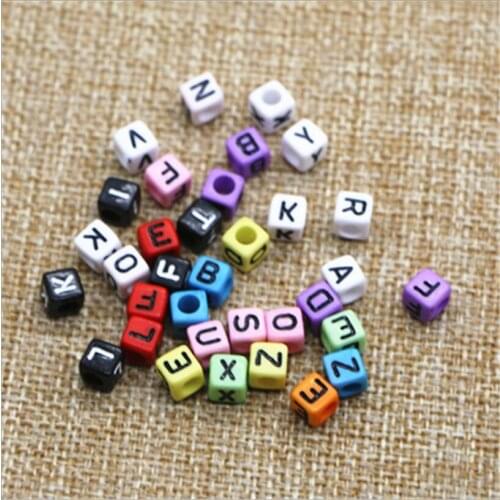 100pcs Handmade Square/Round Alphabet Letter Loose Spacer Beads Acrylic Cube for DIY Jewelry Making Loom Band Bracelets Z349