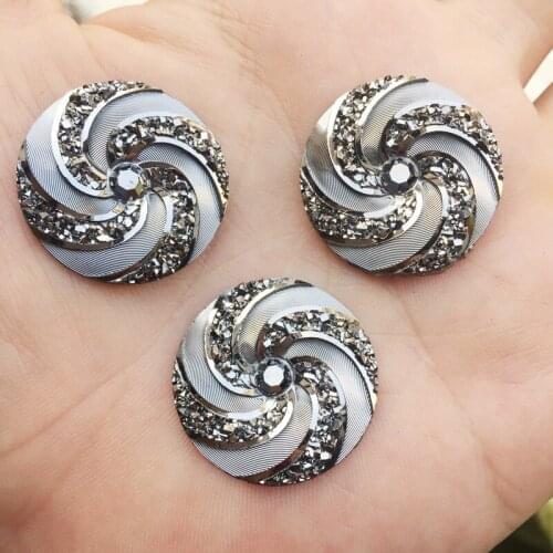 12pcs Gun black Resin Flowers rhinestone Kite Whirlwind Petal Heart diy bags Garment Accessories -E908