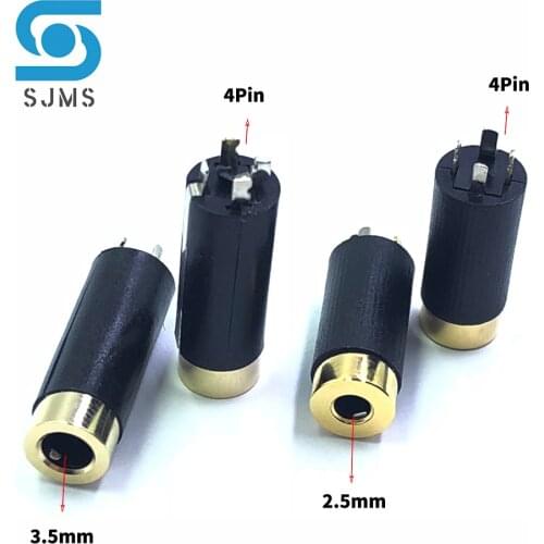 2pcs 2.5mm 3.5mm 4 Pole Stereo Female Socket Jack Socket 2.5 3.5 Dual Channel Jack 4 Pole Female Audio Jack For Headphone