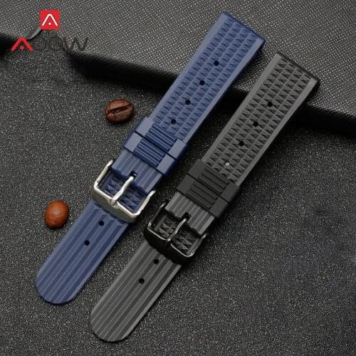 20mm 22mm Silicone Sport Strap Diving Waterproof Watchband Men Rubber Replacement Bracelet Belt Band Watch Accessories for Seiko