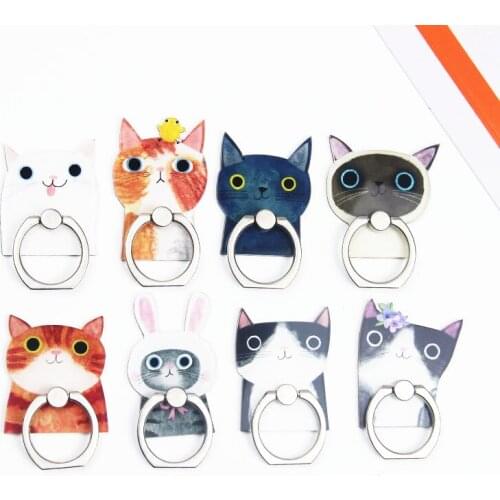 2020 New Design 1 Piece Cute Cartoon Cat Series Mobile Phone Holder Stand Universal ABS Finger Ring Phone Holder Housing
