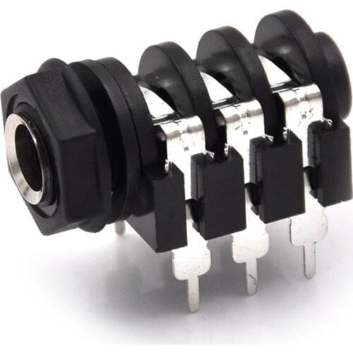 5PCS 6.35mm/6.35 Stereo Audio Microphone Female socket/Jack Connector 6P/6PIN
