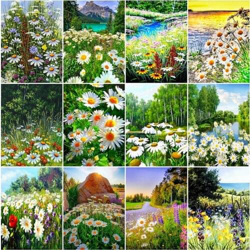 5D Diamond Embroidery Daisy Full Round Diamond Painting Flower Mosaic Rhinestones Pictures Home Decoration