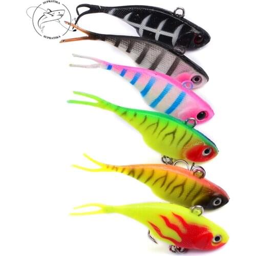6pcs/lot Artificial Trolling Fishing Lures Wobbler Baits With 6# Hook 68mm/9g VIB Crankbait Sinking Sea Fishing Jerkbait Pesca