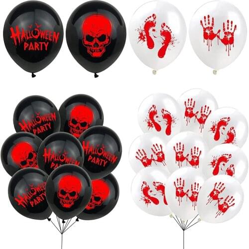 Amawill 40 Pcs Halloween Balloons Halloween Party Decoration Supplies Blood Handprint Footprint Skull Horror Party Favors Toy
