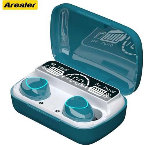 Arealer M10 BT5.1 Wireless Headphones Auto Pairing Noise Reduction Touch Control 2000mAh Charge Box Power Display Power Bank