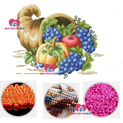 Diy cross stitch beads embroidery fruit beadwork home decor crafts needlework accessories 3d pearl embroidery Partial embroidery