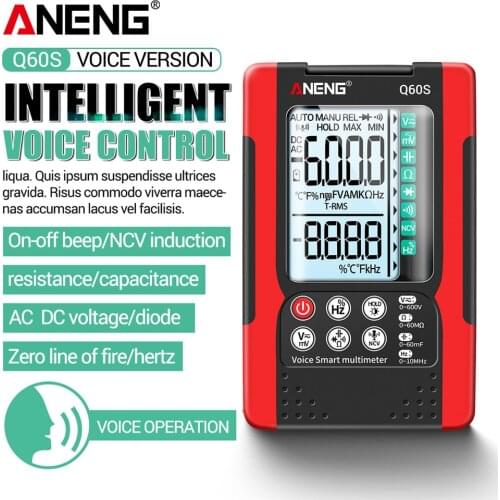 ANENG Q60S Digital Voice 6000 Counts Smart Multimeter Transistor TestersTrue RMS Auto Electrical Capacitance Meter Resistance
