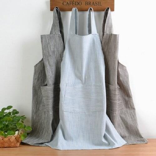 Coffee Shops Work Cleaning Aprons for Kitchen Fashion Japanese Style Solid Color Cotton Hemp Unisex Apron Flower Shop Apron