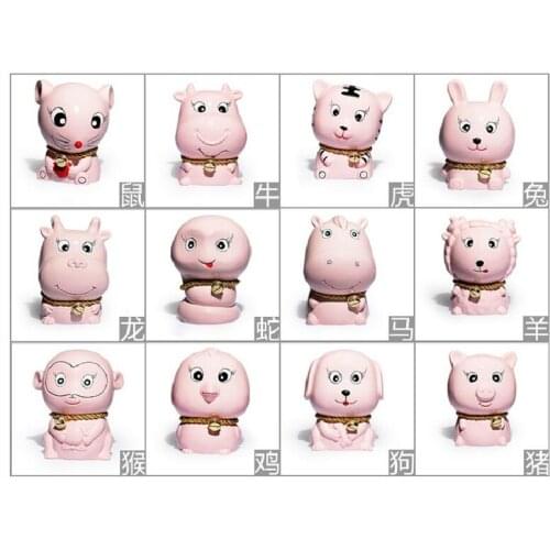Crafts ceramic Zodiac cattle Tiger rabbit dragon snake Horse sheep Chicken and dog pigs Cartoon savings jar Piggy bank