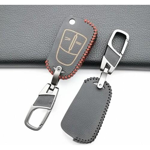 Praise Leather Car Key Case Cover for Opel Vauxhall Corsa D Astra Vectra Zafira Signum flip folding 2 buttons protective shell