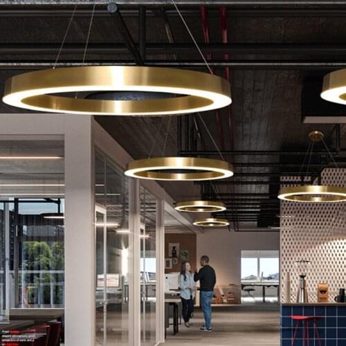 Round Creative Personality Modern Simple Metal Line Hang LED Pendant Lighting For Office Market Clothing Store Indoor LED Lamp