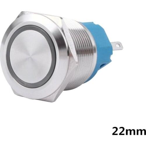 22mm Metal brass Push Button Switch flat round illumination ring Momentary self reset/Self locking 1NO 1NC Car press button