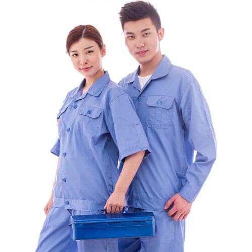 Fashion Summer Casual Mens Working Clothing Workmen Uniform Car Short-sleeve Workwear Mechanical Repair Welding Male Clothes