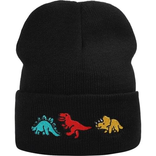 Men Hat Winter Beanie Autumn Warm Dinosaur Casual Sports Skiing Accessory For Outdoors Teenagers Hiphop