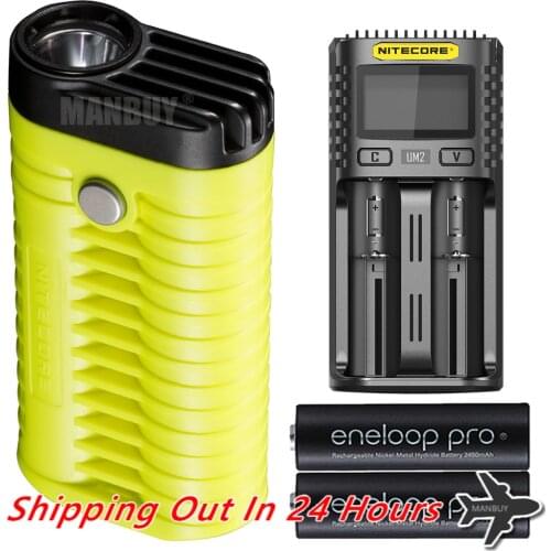 Nitecore MT22A with 2xAA Rechargeable Battery + UM2 Charger LED Light Weight Palm-size Portable Flashlight Outdoor Free Shipping