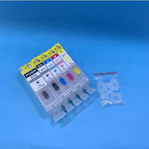 YOTAT 5pcs refillable ink cartridge PGI-570 CLI-571 for Canon PIXMA MG5750 MG5751 MG5752 MG5753 MG6850 MG6851 MG6852 TS6050