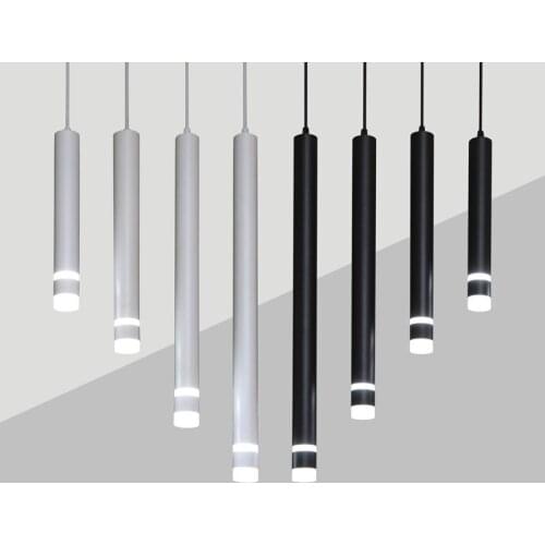 Dimmable 7W 12W Pendant Led light Long Tube Kitchen Island Dining Room lights fixtures Cylinder Pipe Hanging for home decor