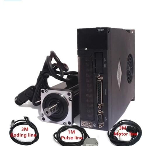 80ST-M02430 750W AC Servo motor 3000RPM 2.4 N.m 0.75KW + Matched Driver permanent magnet 80ST servomotor Single-Phase 220V