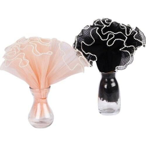 30cmx5m Pearl Wave Yarn Flower Bouquet Packing Gauze Net Florist Package Flower Net Gauze Fold Lotus Leaf Spray Yarn