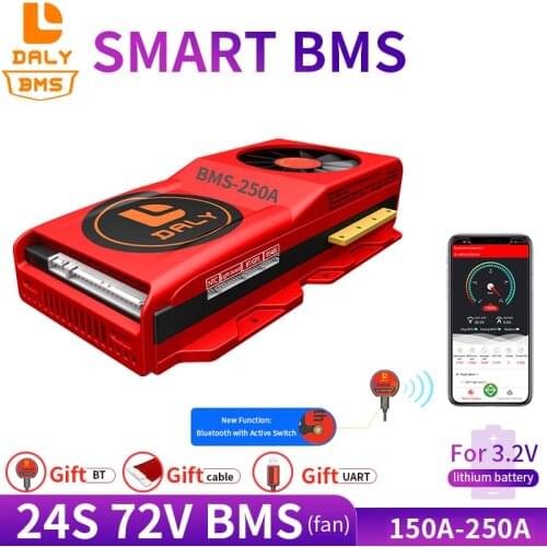 Smart BMS 24S 72V 150A 200A 250A Bluetooth 485 to USB device CAN NTC UART software Li-on Battery protection Board BMS With Fan