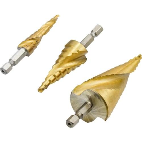 Hexagon Shank Drill HSS High Speed Steel Screw Drill Power Titanium-Plated Spiral Flute Step Drill For Metal Working Tools