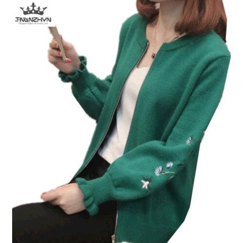 TNLNZHYN Women clothing Sweater coat autumn new Fashion loose large size long-sleeved casual Female Cardigan Sweater coat QW33