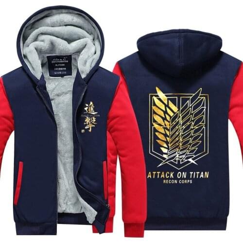 High-Q Unisex Anime Cos Attack on Titan Hoodie Jiyuu no Tsubasa Casual Fleece Thick Hooded Hoodie Sweatshirts Jacket Cardigan