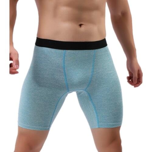 Sexy Men Underwear Cotton Boxer Shorts Hombre Breathable Mid-Rise U Convex Pouch Half Long Leg Underpants Cueca Large Size L-5XL