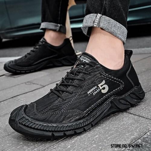 British Fashion Mens Black Grey Lace Up Shoes Loafers Male Walking Sneakers Tenis Masculino Zapatos Hombre
