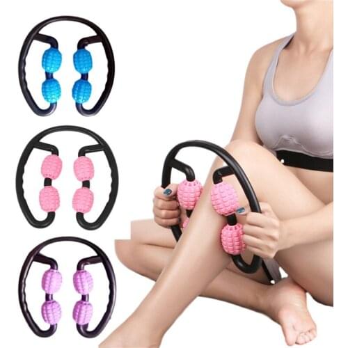 U Shape Trigger Point Massage Roller for Arm Leg Neck Muscle Slimming Tissue for Fitness Gym Yoga Pilates Sports 4 Wheel