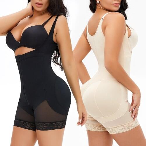 Women Zipper Full Body Shaper Tummy Control Waist Trainer Shapewear Push Up Butt Lifter Slimming Underwear Plus Size