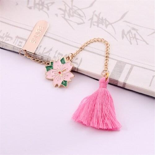 1pcs Creative Sakura Tassel Metal Bookmark Book Marker Gift High Quality Kawaii Stationery School Office Supplies Wholesale