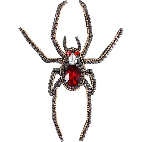 10piece Beaded Diamond Spider Badges Crystal Rhinestones Patches Motif Applique for Shoes Clothes Decorative Craft Sewing TH1023