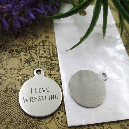 10pcs--"I Love Wrestling"stainless steel charms 5 styles for choosing DIY Charms for necklace bracelets