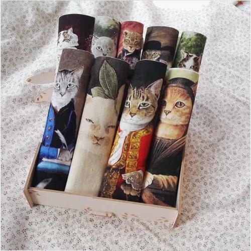 15*20cm 10pcs Retro Cats QUILTING Middle Ages Cats Hand Dyed Painting Fabric Handwork DIY Fabric Patchwork D20 Digital Printing