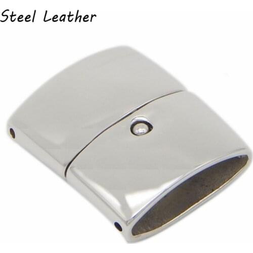 20pcs/lot custom logo hole:10*4.7mm stainless steel Flat Strong Magnetic Clasp Flat Leather Cord Bracelet Making Jewelry Finding