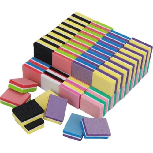 50Pcs Mini Sponge Nail Files Double Colors Disposible Manicure set Pedicure kit Nail File Buffer Block gift for Beauty Hotel
