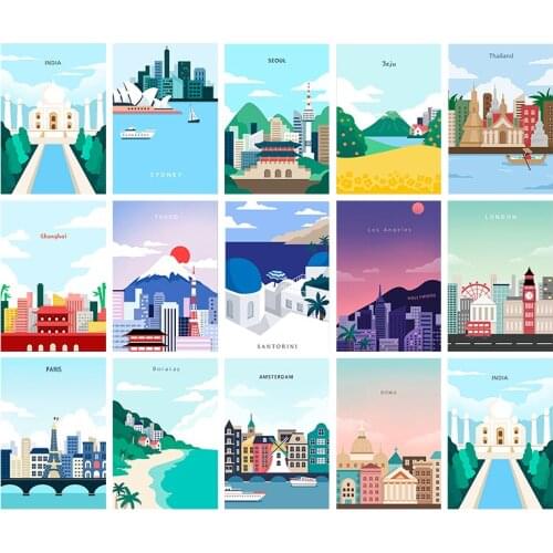 5D Diy Diamond Painting Cartoon City Landscape Full Round Diamond Embroidery Mosaic Kit HD Quality Handmade Product Gifts