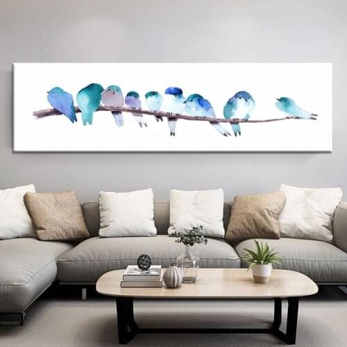 Abstract Moon Wall Art Canvas Painting Golden Mountain Birds Nordic Posters and Prints Wall Pictures for Living Room Home Decor