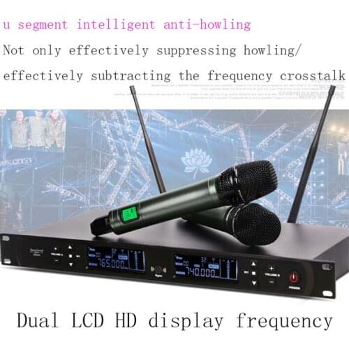 Professional stage performance 2 wireless handheld microphone U segment anti-howling headband lavalier conference micr