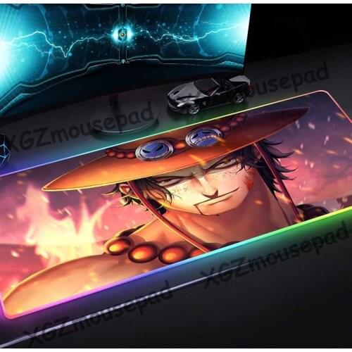 XGZ Anime Anime Pirate Ace Custom Large RGB Mouse Pad Black Lock Edge Student Computer Keyboard Desk Mat Rubber Non-slip Xxl