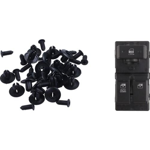 20 Pcs 8mm x 20mm Car Buckle Black Seal Clips & 1 Pcs Power Window Switch Left Front Automobile for Hyundai Kia