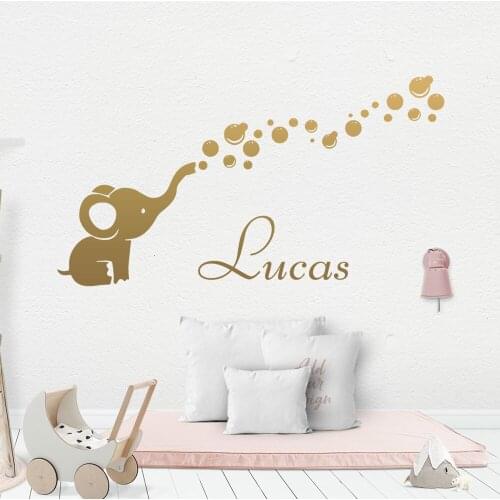 Custom Name Elephant Wall Stickers Home Furnishing Decorative Wall Sticker Pvc Wall Decals Art Decals