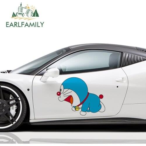 EARLFAMILY 43cm x 33.7cm For Doraemon Personality Car Stickers Creative Decal Vinyl Material Waterproof Sunscreen Decals Decor
