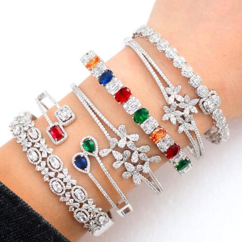 GODKI Luxury Stackable Cuff Bangles For Women Wedding Full AAA Cubic Zircon Crystal CZ Dubai Bridal Bracelets Party Jewelry 2020