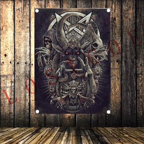 Grim Reaper HD Retro Rock and Roll Band Flag Heavy Metal Tattoo Banners Music Studio Bedroom Background Wall Decoration