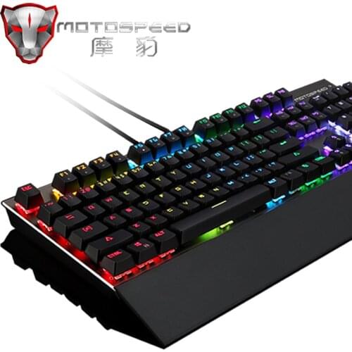 Original Motospeed CK108 Gaming Mechanical Keyboard 104 Keys Wired RGB Backlit Laser Keyboard Wrist Support For Computer Gamer